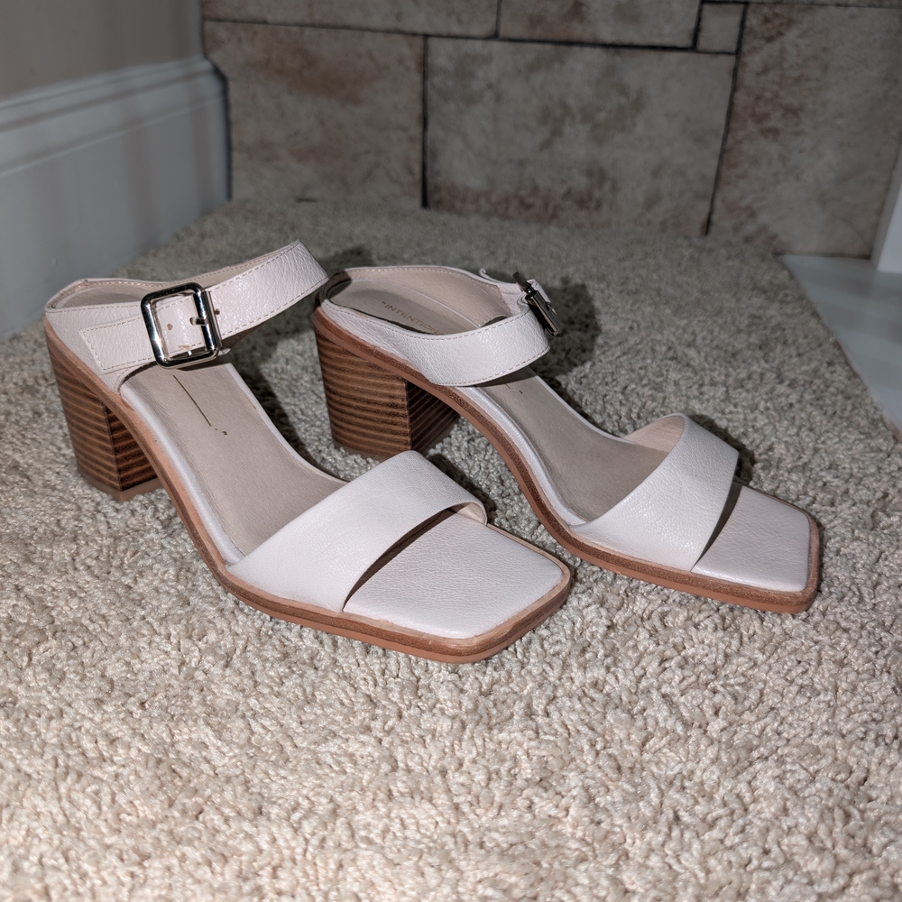 INTENTIONALLY BLANK Cream Block Heel Sandals